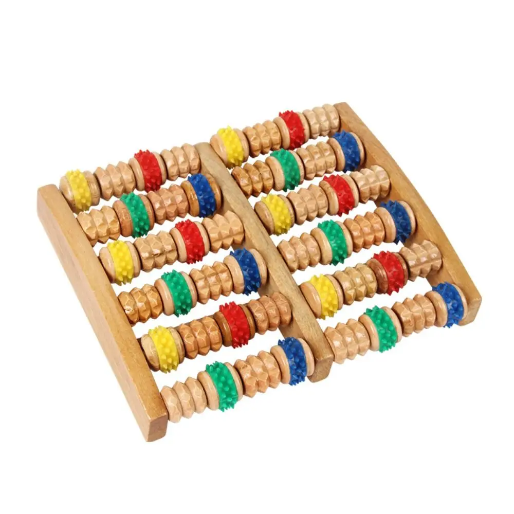 

6 Rows Feet Care Massager Stress Relief Roller-type Foot Massage Wheel Wooden Channels Collaterals Foot Massage Tools