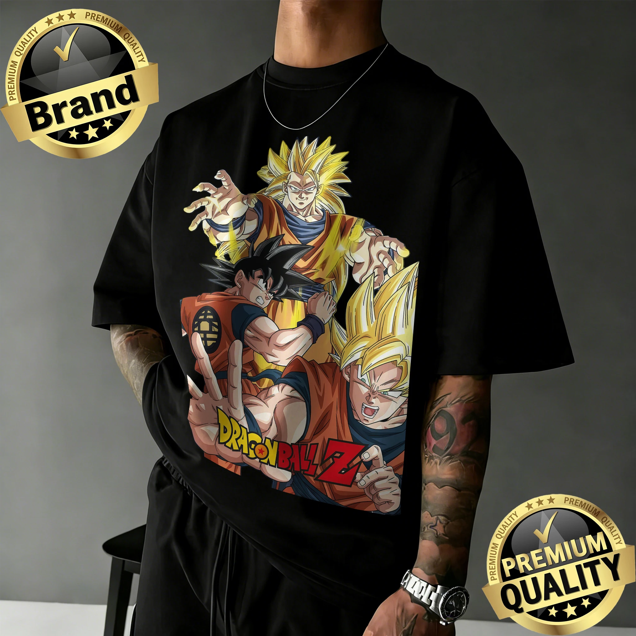 2026 New Arrival Dragon Ball Z Cotton T-shirt Unisex Oversized Vintage Goku Transformations Graphic Tee for DBZ Fans Anime Top