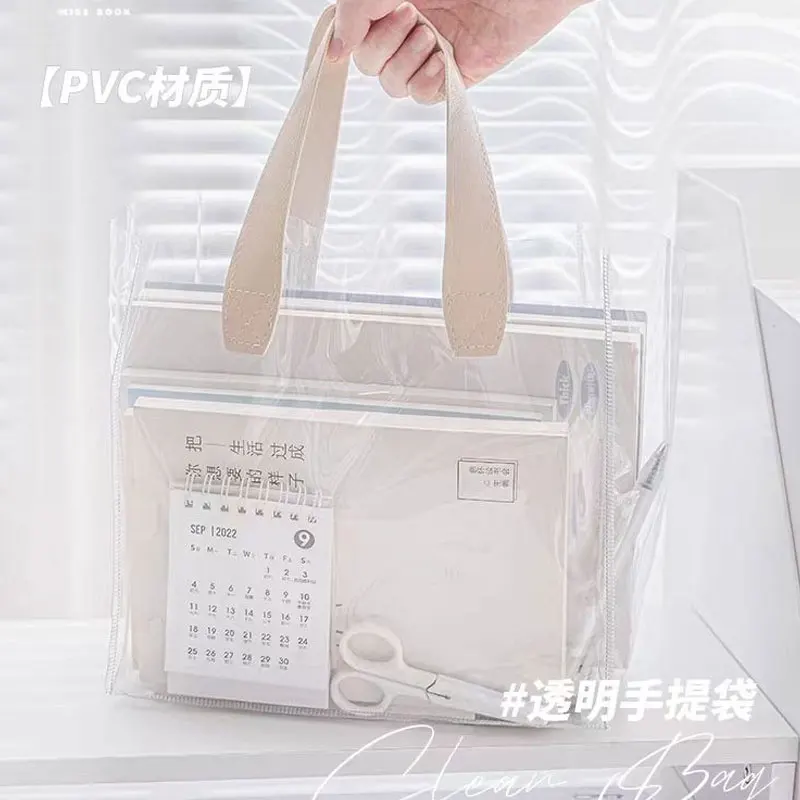 High Quality PVC Transparent Handbag Flexible Large Capacity Shopping Bag Packaging Portable Waterproof Shoulder Clear PVC Tote