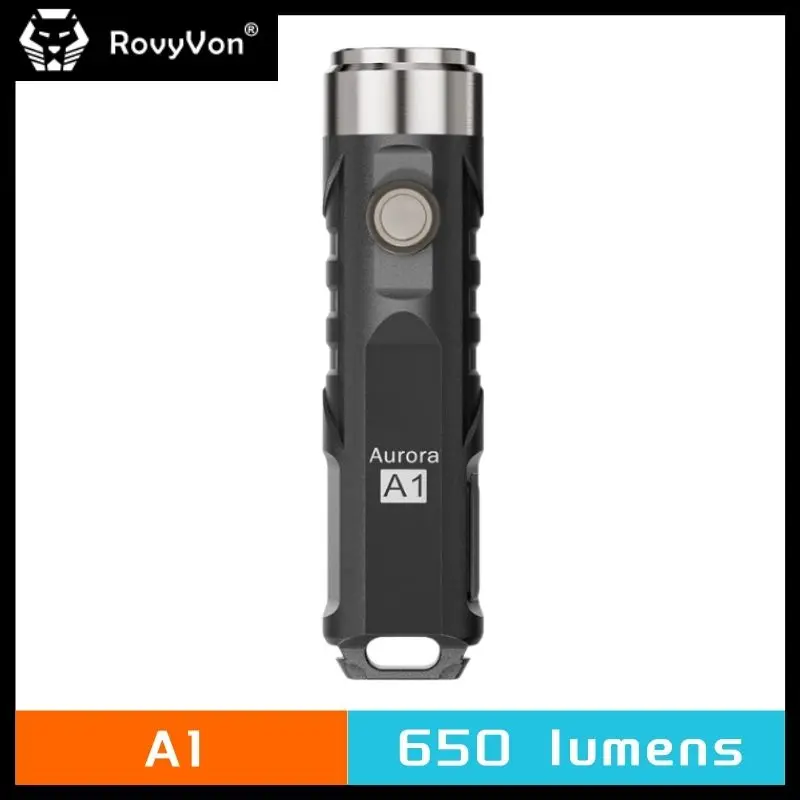 RovyVon Aurora A1 USB C Rechargeable EDC Flashlight 650 Lumens Super Bright Outdoor Mini Keychain Flashlights For Everyday Carry