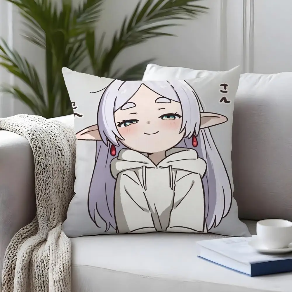 Kawaii Frieren Anime Cushion Cover Plush Fabric Soft Double-