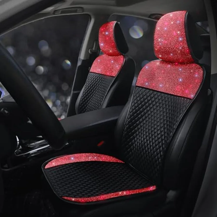 

Sparkly Rhinestone PU Leather Car Seat Covers Shining Diamond Auto Seat Protectors Crystal Glitter Auto Seat Cushion Pad Mat fo