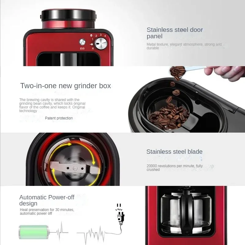 Coffee Machine Automatic Home Office Bean Powder Dual-use Small Mini Smart Electric Grinder One-piece American Coffee Machine