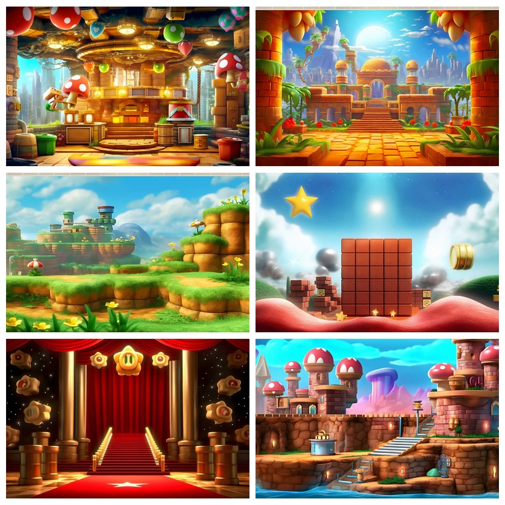 

The World of Super Brother Theme Cake Table Photography Background Children's Birthday Party Wall Decor Baby Shower Backdrops