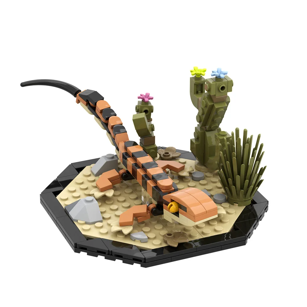MOC Chameleon Model klocków budowlanych Reptile Leopard Print Gecko Bricks Desert Scorpion DIY Montaż Zabawki edukacyjne Prezenty dla dzieci