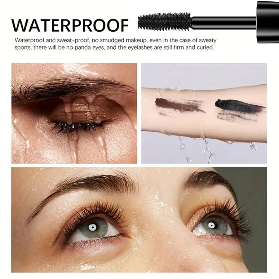 Black 5D Mascara Thickening ,Lengthening Curling Waterproof Long Lasting Liquid Fiber Mascara Makeup Lash Eyelash Extension Beau