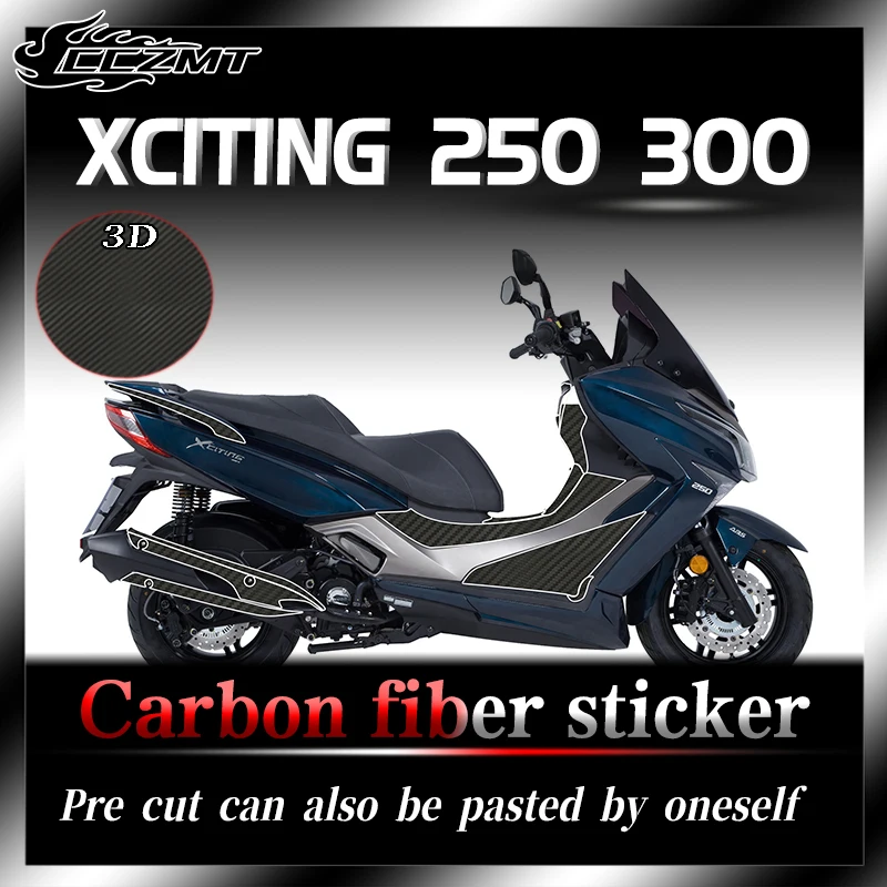 

For KYMCO XCITING 250 300 3D Carbon Fiber Sticker Protective Sticker Anti Wear Sticker Fuel Tank Modification Sticker