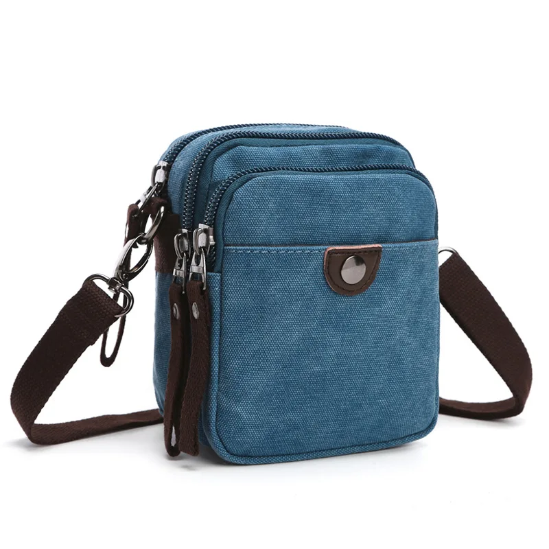 Multi-pocket wear-resistant canvas square large-capacity single-shoulder messenger bag, travel crossbody bag for men