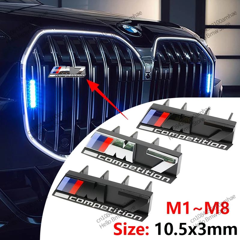 3D Car Front Badge Grille Emblem for BMW M Power M1 M2 M3 M4 M5 M6 M7 M8 Competition X1 X2 X3 X4 X5 X6 E84 E83 F48 G01 F39