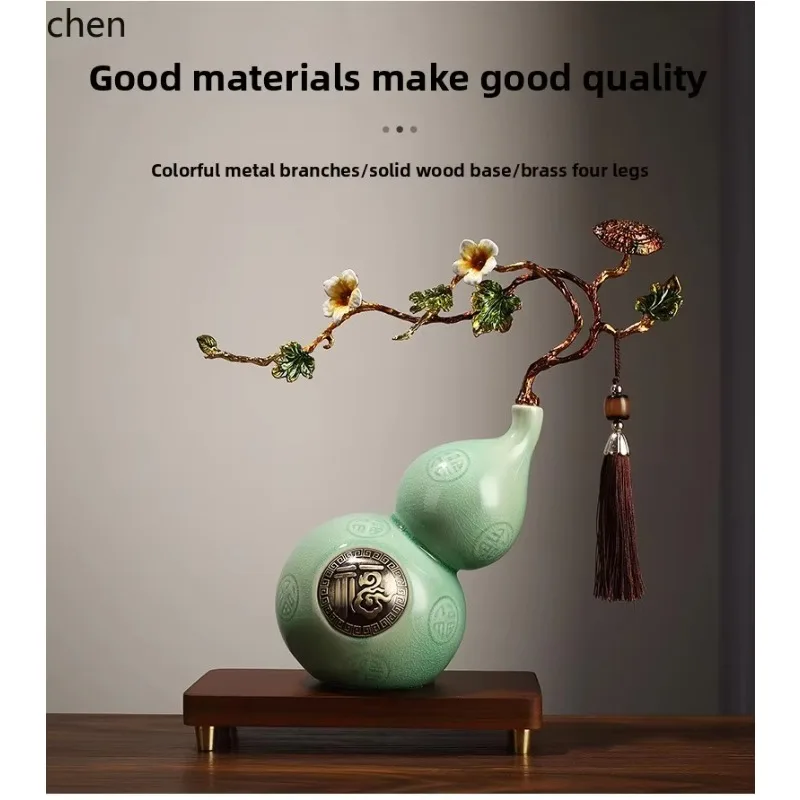 BF  Gourd Ornament Ice Crack Pattern Entrance TV Wine Cabinet Curio Shelf Decoration