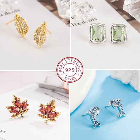 Серьги из стерлингового серебра 925 пробы с синим, розовым, белым, фиолетовым кристаллом циркония, новые, женские, модные ювелирные изделия, высокое качество, хит продаж фиолетовые серьги купить - №5