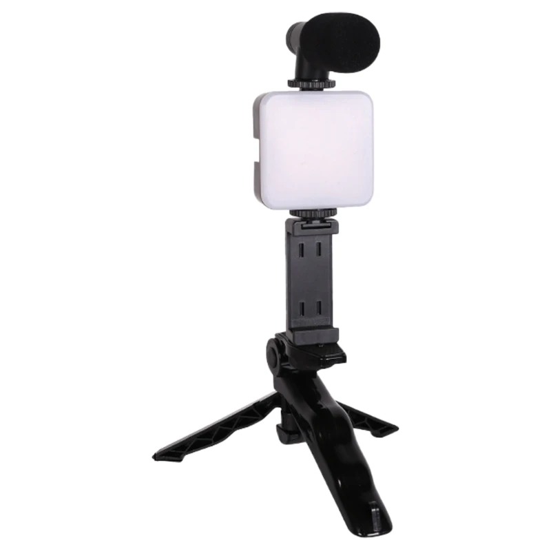 Adjustable LED Light Fixture with Phone Clamp, Flexible Phone Desktop Support for Live Streaming and Content Creation