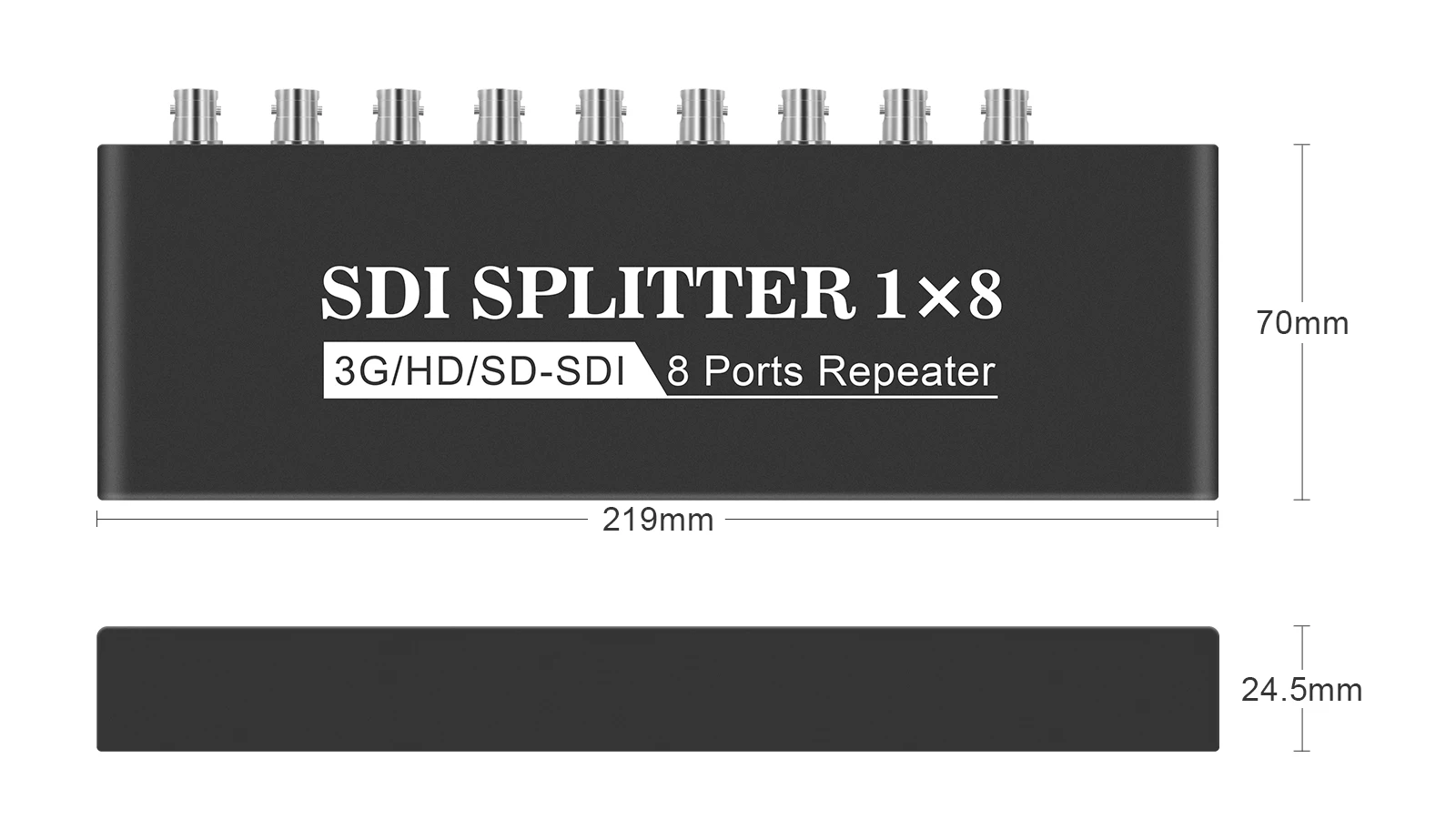 SDI 1×8 Splitter 1 Input 8 Output BNC SDI Distributor SMPTE Standard 1080P Long Transmission for Security Surveillance Broadcast