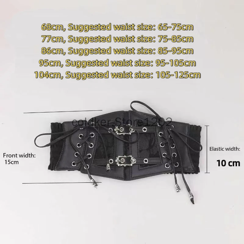 Feminino retro espartilho cintos pino fivela de renda elástica estilo gótico cummerbunds gravata corda goth punk para mulher na camisa vestido cinto