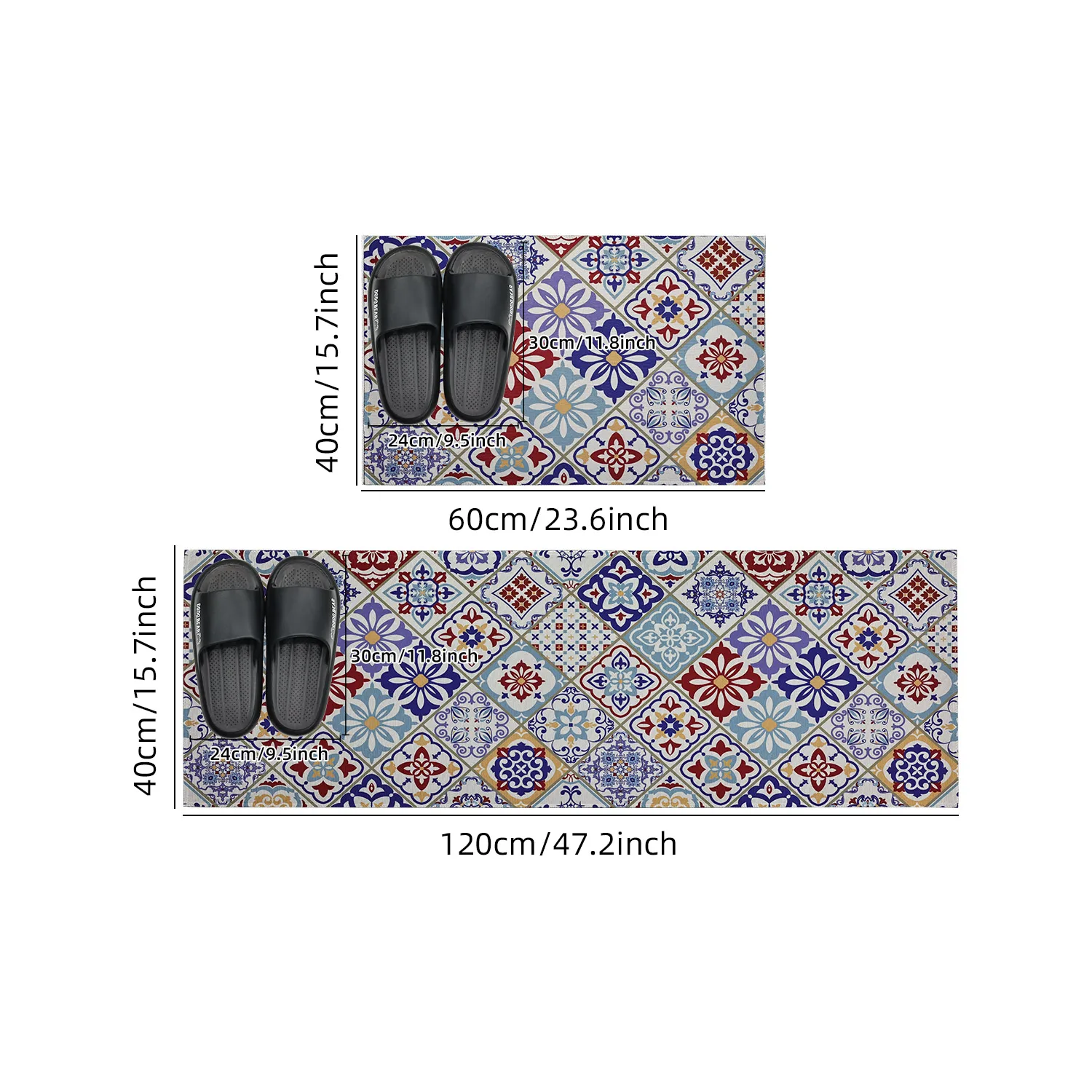 Bohemian Kitchen Carpet Set 3-piece Non slip Kitchen Floor Mat Carpet Washable Bohemian Kitchen Slide Carpet Set, Used for Kitch