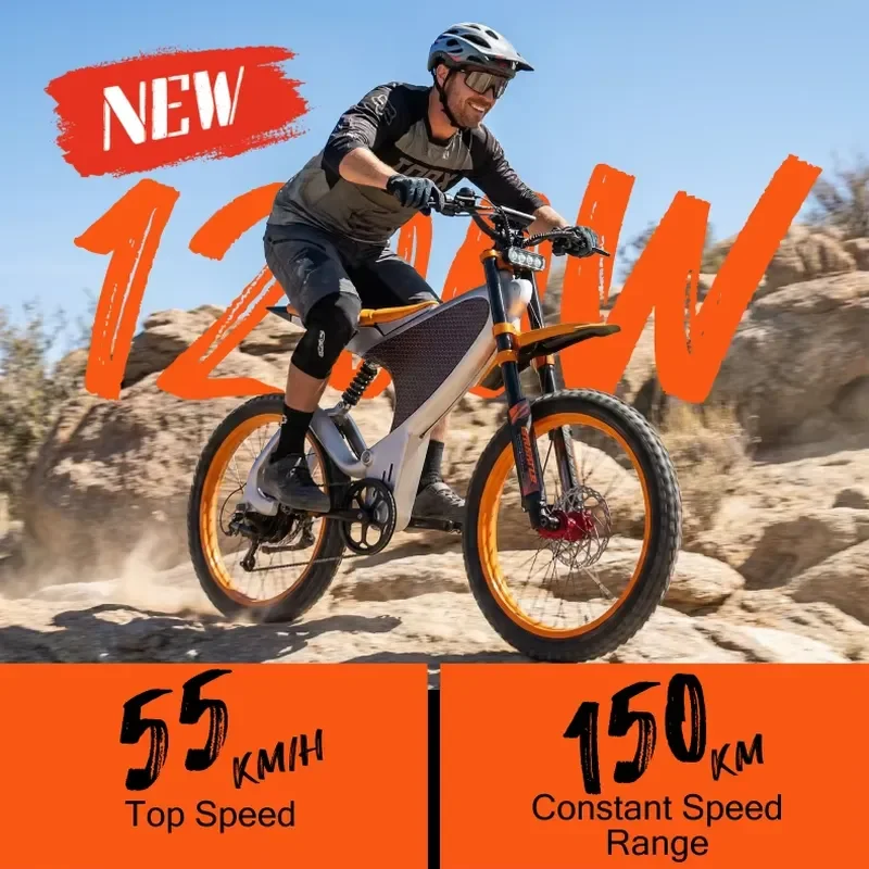 2026 Newest Off-Road Power-Assisted Dirt EBike 48V 1200W 60km/h Adult Fast All Terrain Mountain
