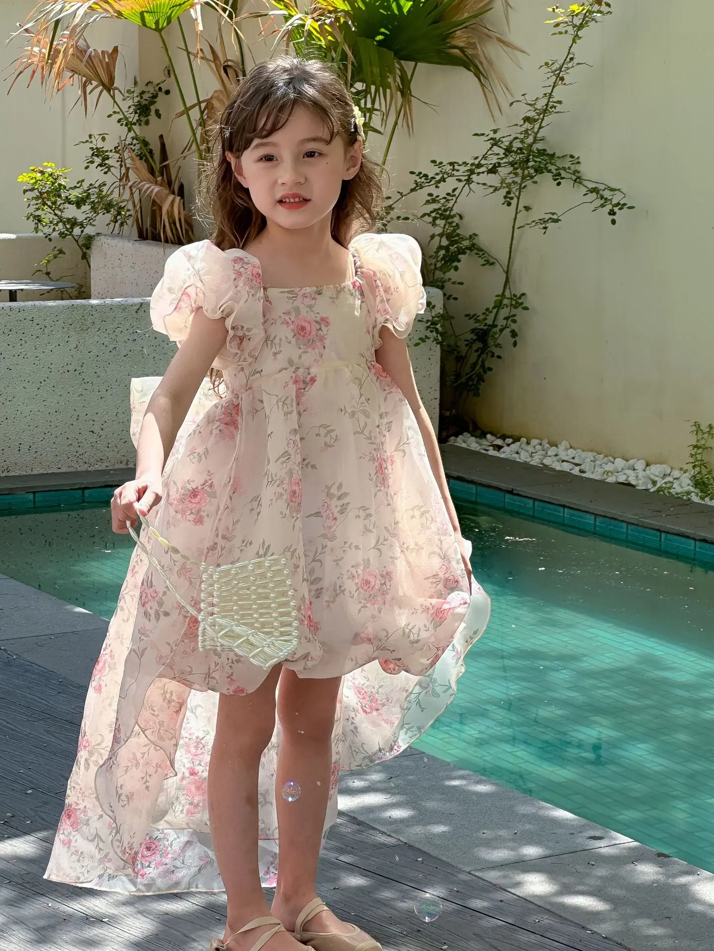 Baby Girls Chiffon Floral Fairy Dress Summer irregularity Dresses Children's Sweet Girl Princess Dress Holiday Party Kids Clothe