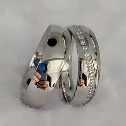 Impermeável Cubic Zirconia Anéis De Casamento, Conjuntos De Casal, Jóias De Aço Inoxidável, Prata Ocidental, Branco, Ouro, Alta Qualidade, Sem Desvanece-se