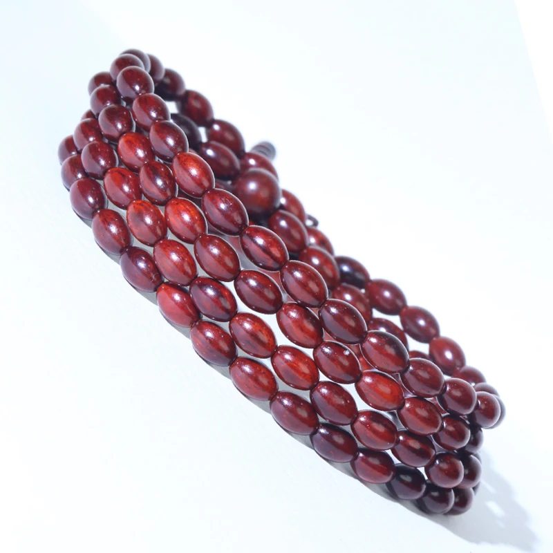 Indian Sandalwood Rosewood Rice 5mmx7mm Wooden Necklace Bracelet 108 Wooden Bead Bracelet Necklace Bracelet Yoga Zen