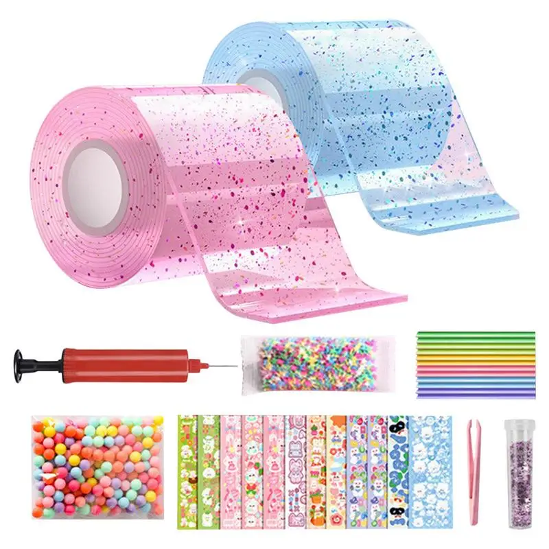 

Nano Bubble Tape Toy Blowing Kid's Bubbles Tape Craft Kit Acrylic Material Bubble DIY Craft Kit For Home School Travel And Other