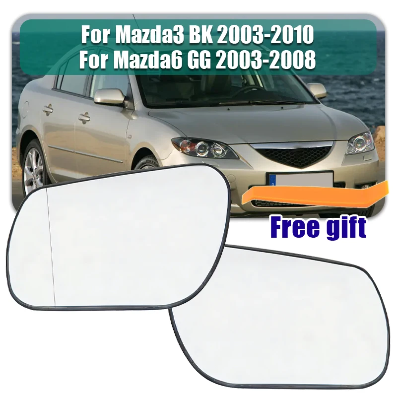 Espejo retrovisor de cristal con calefacción, espejo retrovisor para Mazda 3 BK, Mazda 6 GG 2003 2004 2005 2006 2007 2008 2009 - 2010