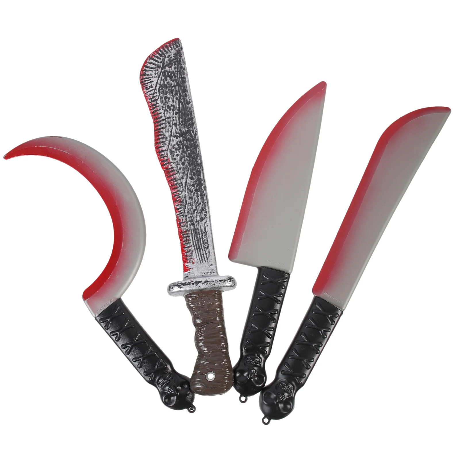 4 Pcs Blood Knife Props Costume for Kids Fake Knives Plastic Cutters Party Cosplay Bloody Child Halloween Simulated