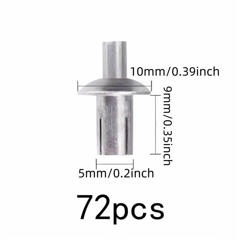 Metal Drive Fasteners 72 pcs 5*9mm, Rust Resistant Metal, Expansion Lock Design, for Furniture Assembly, Multipurpose