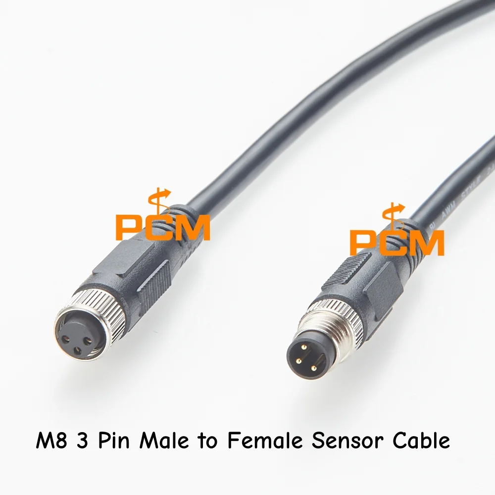 M8 3 Pin A Code Male to Female Sensor Extension Cable IP67 Waterproof Industrial Proximity Sensor Connector Cable for Automation