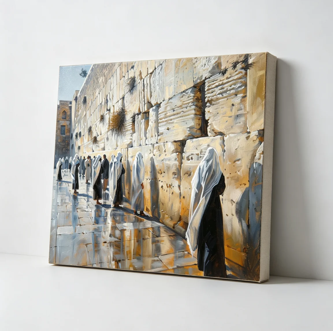 Large Wide Jerusalem Wall Art HD Canvas Print Western Wall Tallit Prayer Scene Jewish Home Decor for Living Room Sofa Background