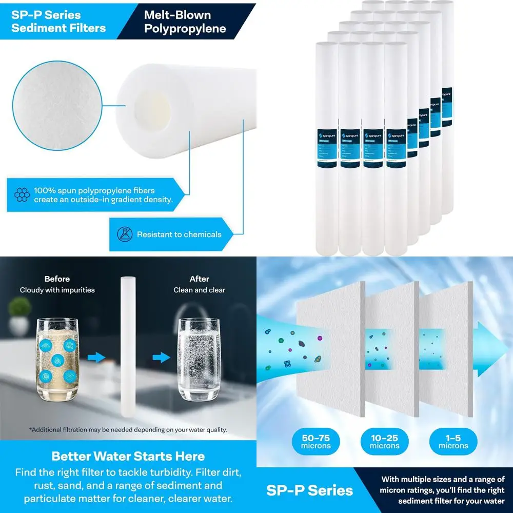 

30x2.5 Inch 10 Micron Polypropylene Sediment Water Filter Cartridge, Pack of 20