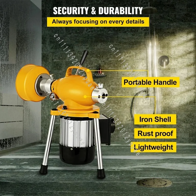 400W Sectional Drain Cleaner Machine 20m x 16mm Drain Auger Sewer Pipe Unclogging Cleaning Equipment for Plumbing Work