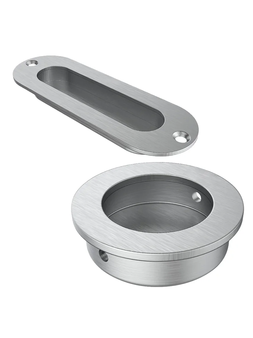 304 Stainless Steel round Concealed Handle Thickened Drawer Embedded Invisible Pull Recessed Cabinet Door Handle for Household