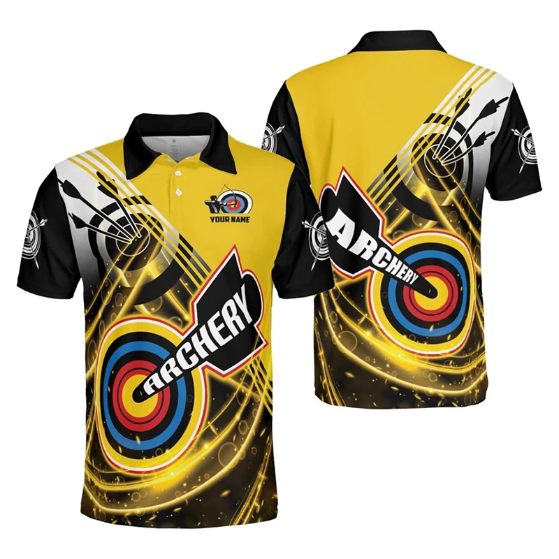 Archery Lover Cool Bullseye Print Design Polo Shirt Unisex Comfortable Loose Custom Name Short Sleeve Polo Shirts Novel Trend