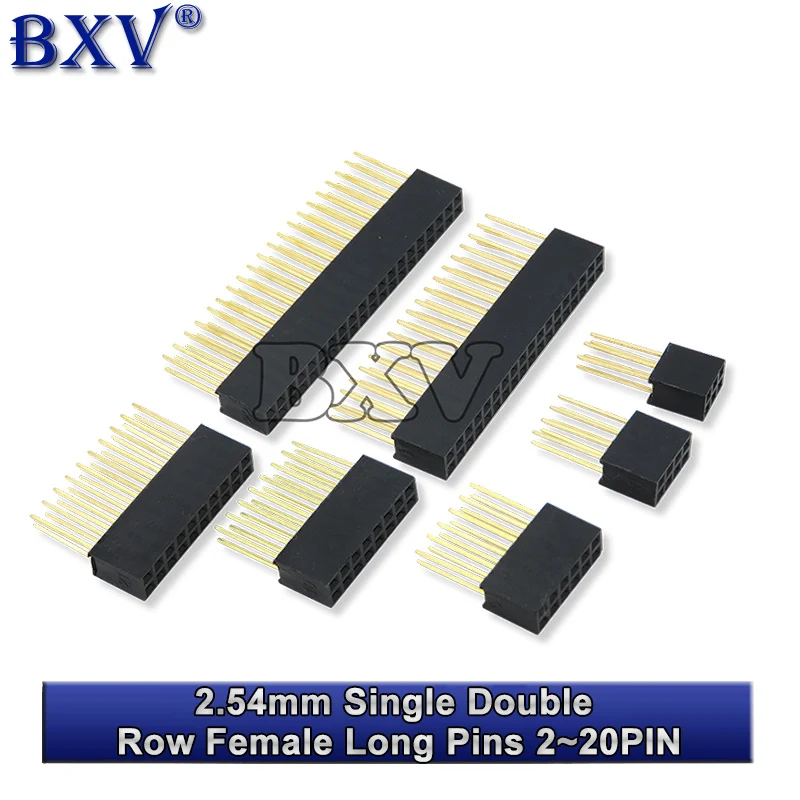 10PCS 2.54mm Single Double Row Female Long Pins 11mm PCB Board Pin Header Socket Connector 2~20PIN BXV