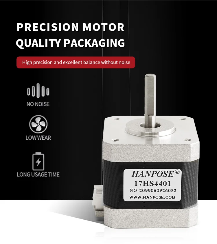 NEMA17 Schrittmotor, 17HS4401 X3 Stück, geeignet für 3D-Drucker und CNC-Maschinen, 1,5 A, 40 N·cm, nicht fixiert, 4-polig – Detail 5