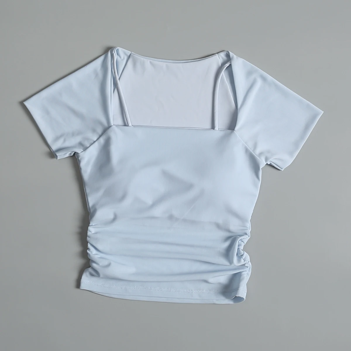 

Fake Two-piece Mesh Fixed Cup Sports Underwear for Women Wearing Jogging Chest Pad Yoga Short-sleeved Body Clothes for Women