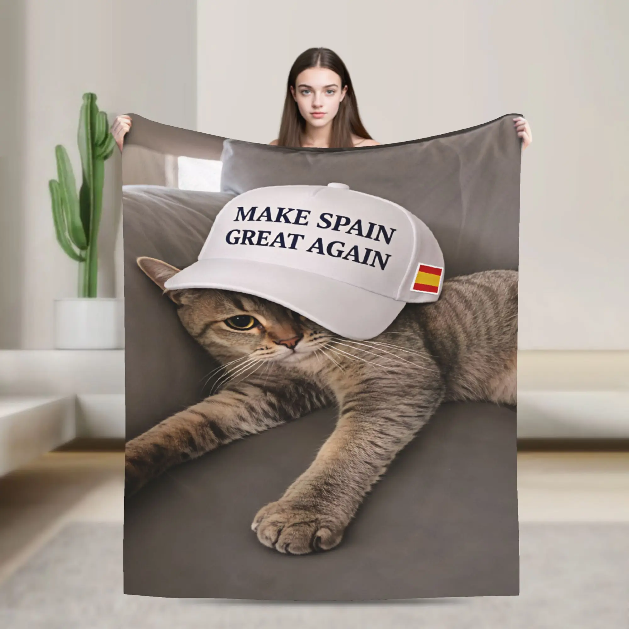 make spain great again  Flannel Blanket  Soft Durable Throw Blanket for Bedroom Travel Office Pattern Bedspread Sofa Bed Cover