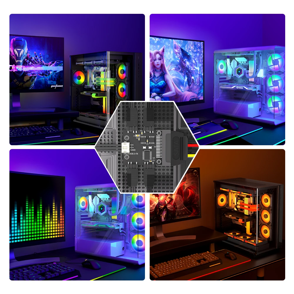 TISHRIC ARGB جهاز تحكم بالمروحة 5 فولت 3PIN محور مروحة التبريد الفاصل RGB LED وحدة تحكم المزامن للكمبيوتر حافظة الكمبيوتر المبرد