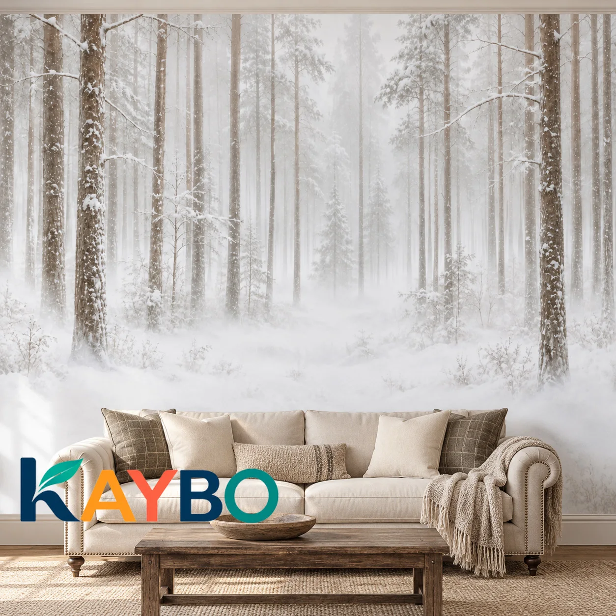 Forest Wallpaper Mural Snowy Winter Woodland Tree Scenery Wall Decor Bedroom Living Room Nature Landscape Non Self Adhesive Cozy
