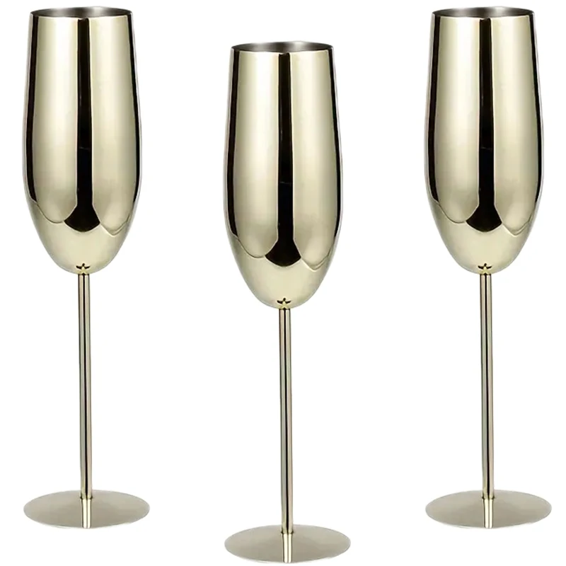 

3PCS Stainless Steel Wine Glass,Champagne Glass, Whiskey Glass, Creative Metal Goblet Red Wine Glass, Barrel-Type Drop-Resistant