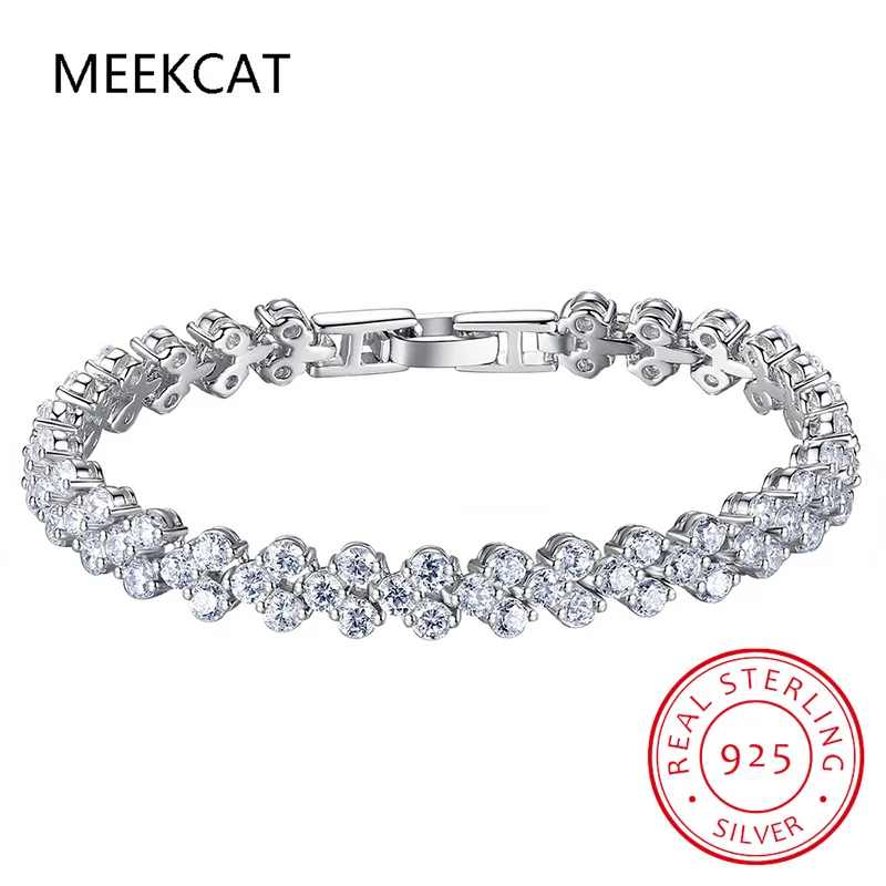 1.5mm Real Moissanite Tennis Bracelet for Women 925 Sterling Sliver 18k White Gold Plated Moissanite Diamond Bracelets Jewelry