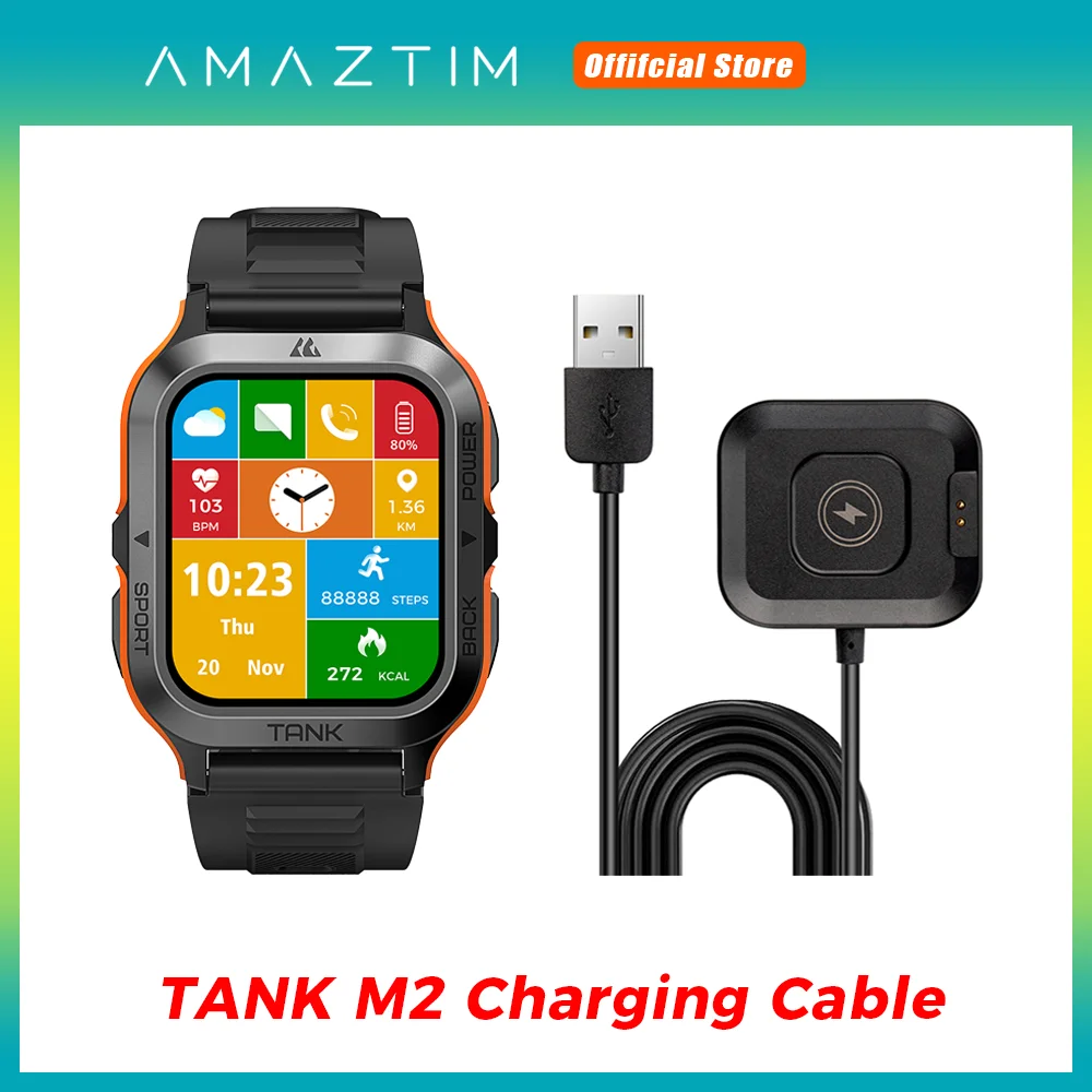 Original AMAZTIM Magnetic Charger Dock for TANK M2 Smartwatch Charger Adapter USB Charge Cable Cord Smart Watch Charging Holder