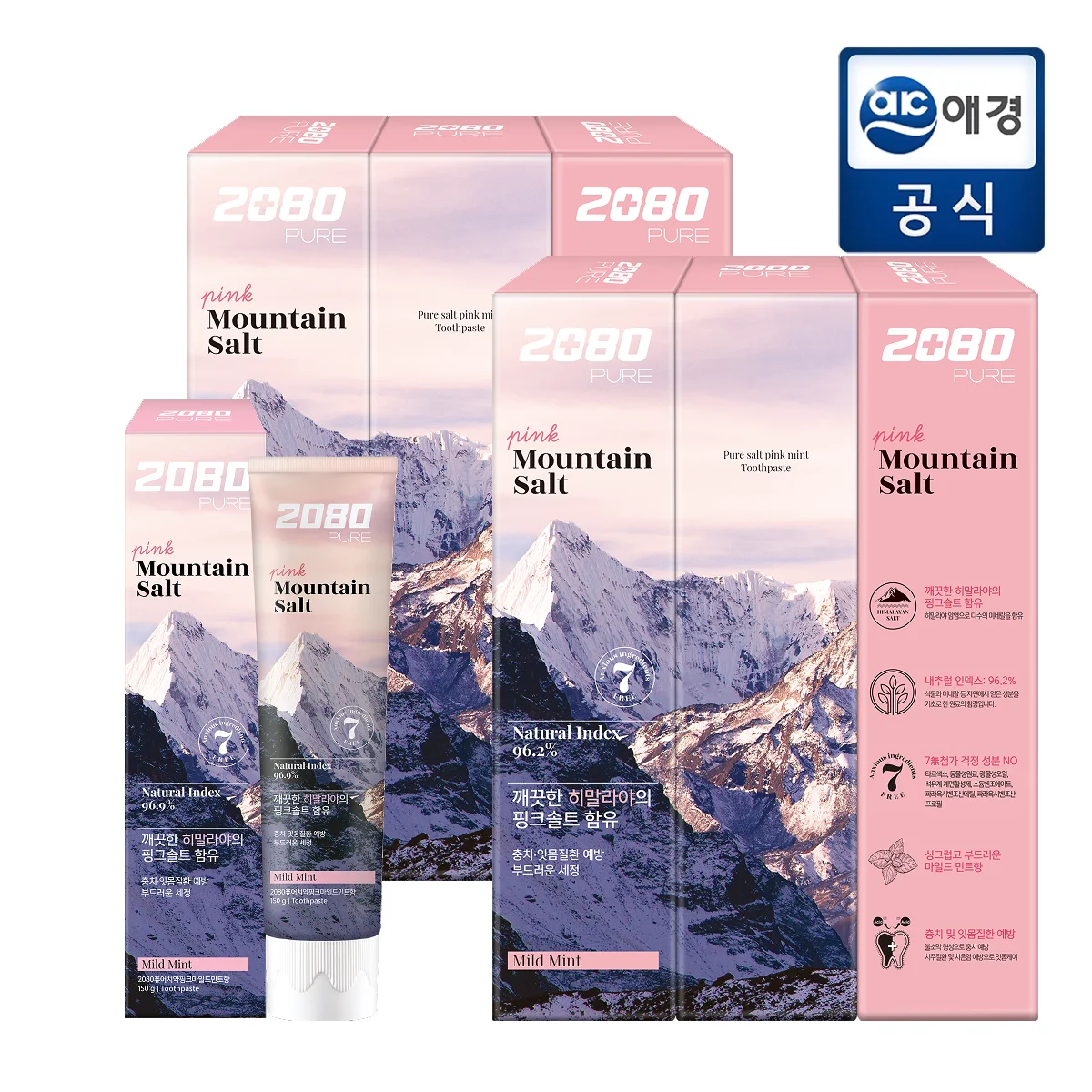 [مزرعة العسل] 2080 معجون أسنان نقي ملح وردي/معجون أسنان ملح كريستالي 150 جرام × 6 قطع