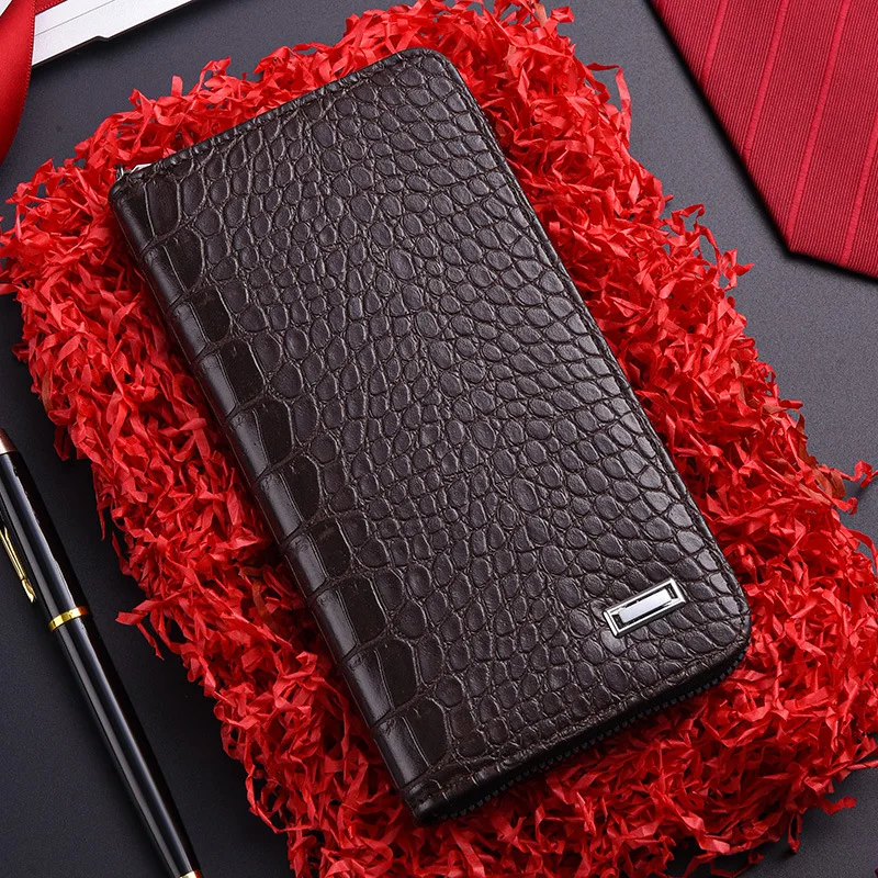 

Новинка 2023 года, мужской кошелек ручной работы из американской крокодиловой кожи, горизонтальный и вертикальный кошелек в стиле ретро, длинная натирание