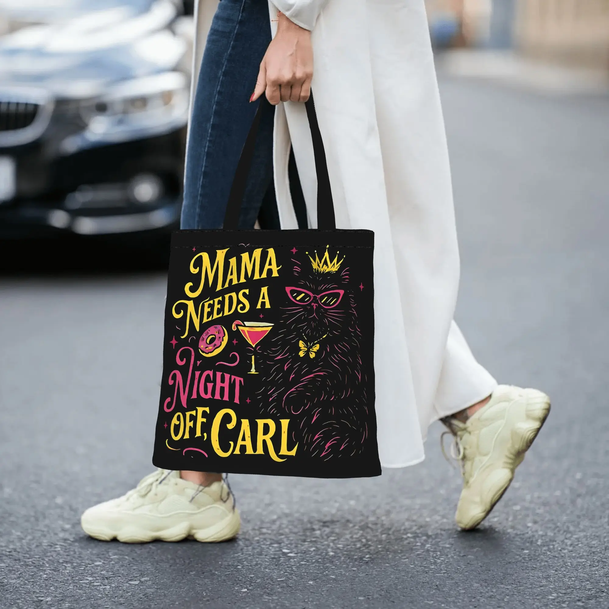 Reusable Trendy Donut Mama Needs A Night Off Dungeon Craw Shopping Bag Women Tote Bag Portable  Shopper Bags