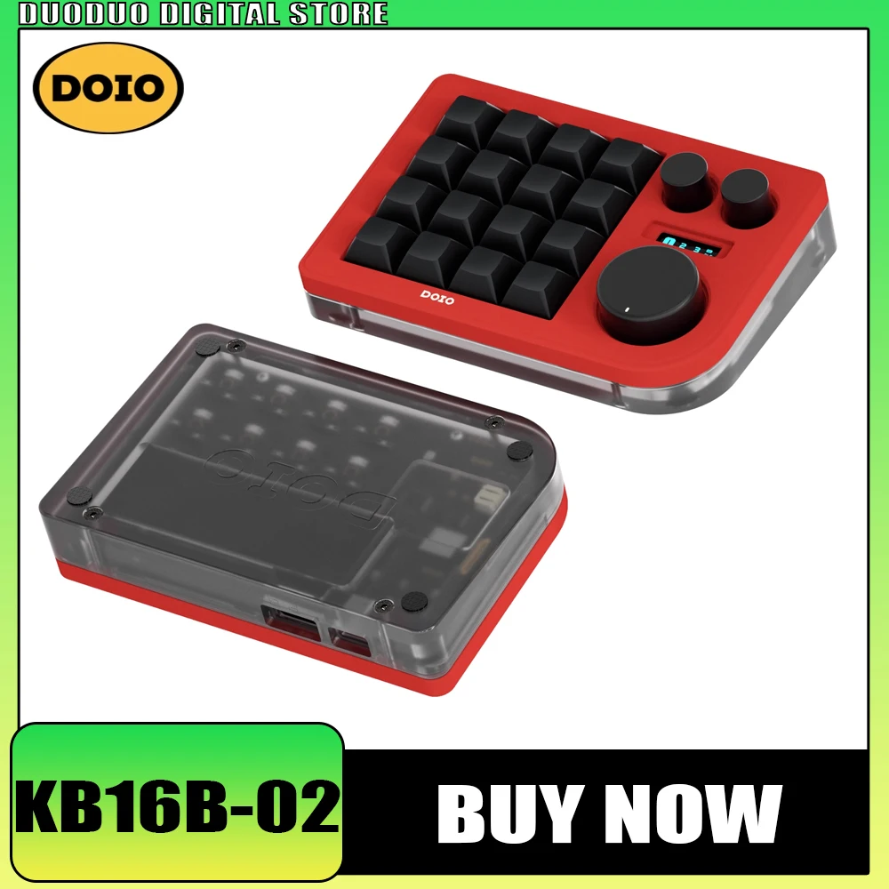 

DOIO KB16B-02 Designer Mechanical Keyboard Bluetooth 2-Mode Type-C Hot Swap 16 Key XDA Keycap PC Custom Designer Portable Keypad