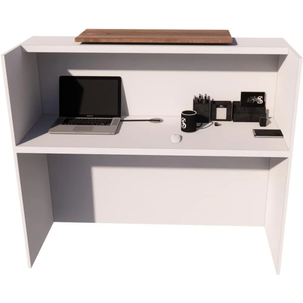 ICN 53 Inch Contemporary Reception Desk | Multifunctional Modern,Transaction Countertop, Laminate Desktop, Standing Front Table