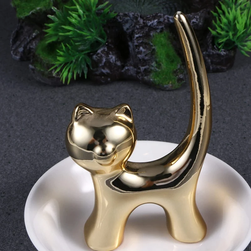 Cat Trinket Dish Jewellery Tray Cat Ring Holder Jewelry Dish Trinket Holder Fashion Bracelets Earrings Storage Tray