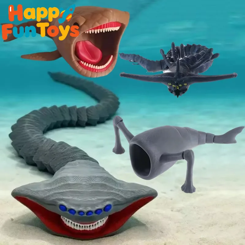 1/4pcs 3D Printing Sea Eater Action Figure Model Toy Doll Christmas Gift Joint-movable Deep Sea Monster Figurines