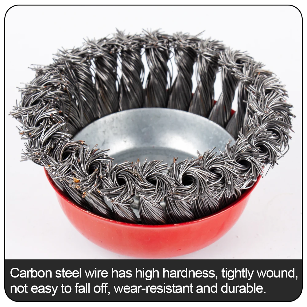 Twisted Steel Wire Wheel Quick Rust Clean Flat Cup Angle Grinder Brush Strong Paint Remove Rotary Twist Knot Deburring